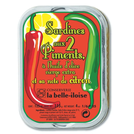 La Belle Iloise – Sardines aux 2 piments/ Chillies Sardines with a hint of Lemon – 115gr