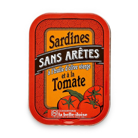 La Belle Iloise – Sardines Sans Arêtes à l’huile d’olive verge et à la Tomate/ Boneless Sardines with Olive oil & Tomato – 115gr