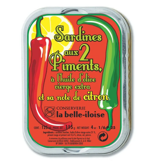 La Belle Iloise – Sardines aux 2 piments/ Chillies Sardines with a hint of Lemon – 115gr